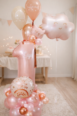 Ballonzahl in Rosa zum 1. Geburtstag